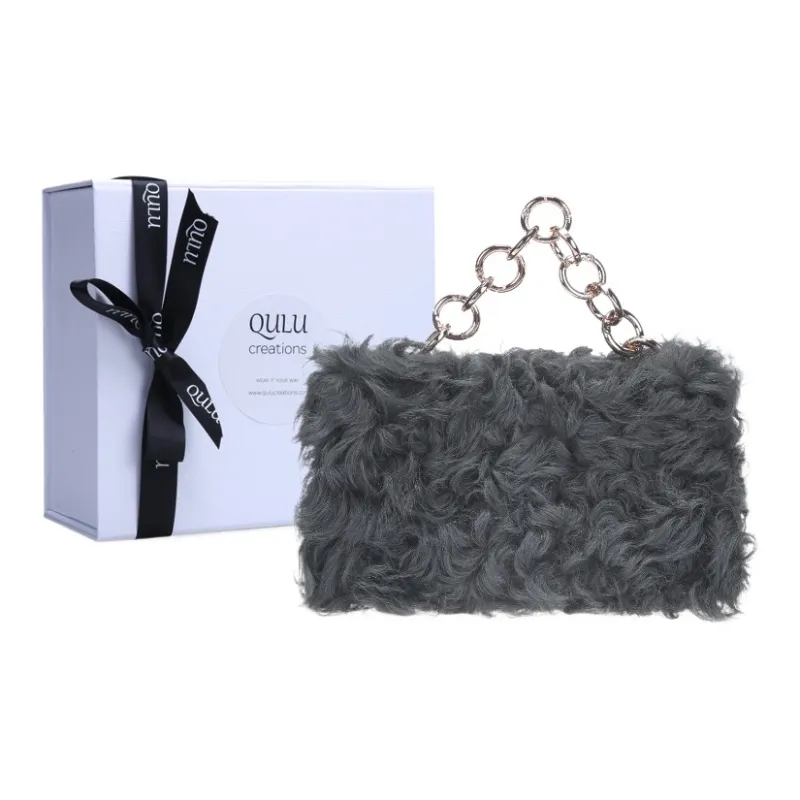QULU Wool One Shoulder Handbag Small Size Women's Beige/Green/Black-16
