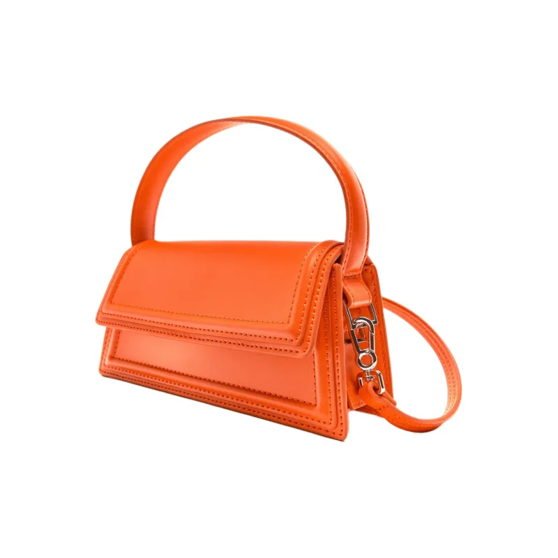 ZARA Polyurethane Handbag Shoulder Bag Crossbody Bag Mini Women's Orange-1