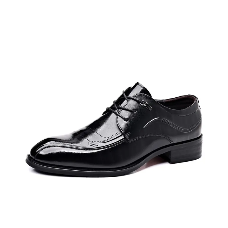 GZZ Dress Shoes Men Low Top Black-1