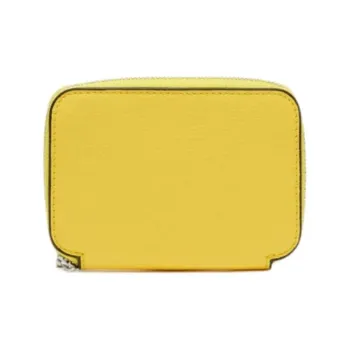 Valextra Millepunte Calfskin Key Pouch Wallets Women's Yellow