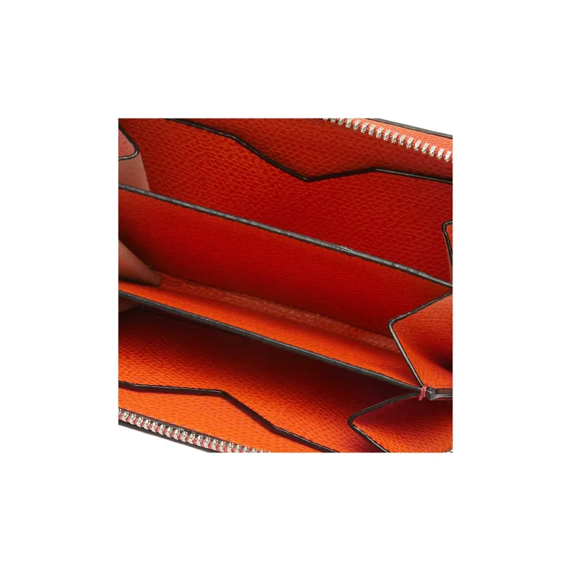 Valextra Calfskin Key Pouch Wallet Women's Lobster Red-2