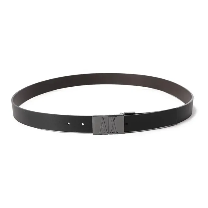 ARMANI EXCHANGEAE Emblem Buckle Head Non-Trimmable Double-Sided Rotating Leather Belts Men's Width: 3cm-2