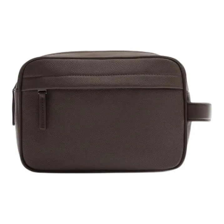 ZARA Polyurethane Toiletry Bag, Makeup Bag Men's Brown-0