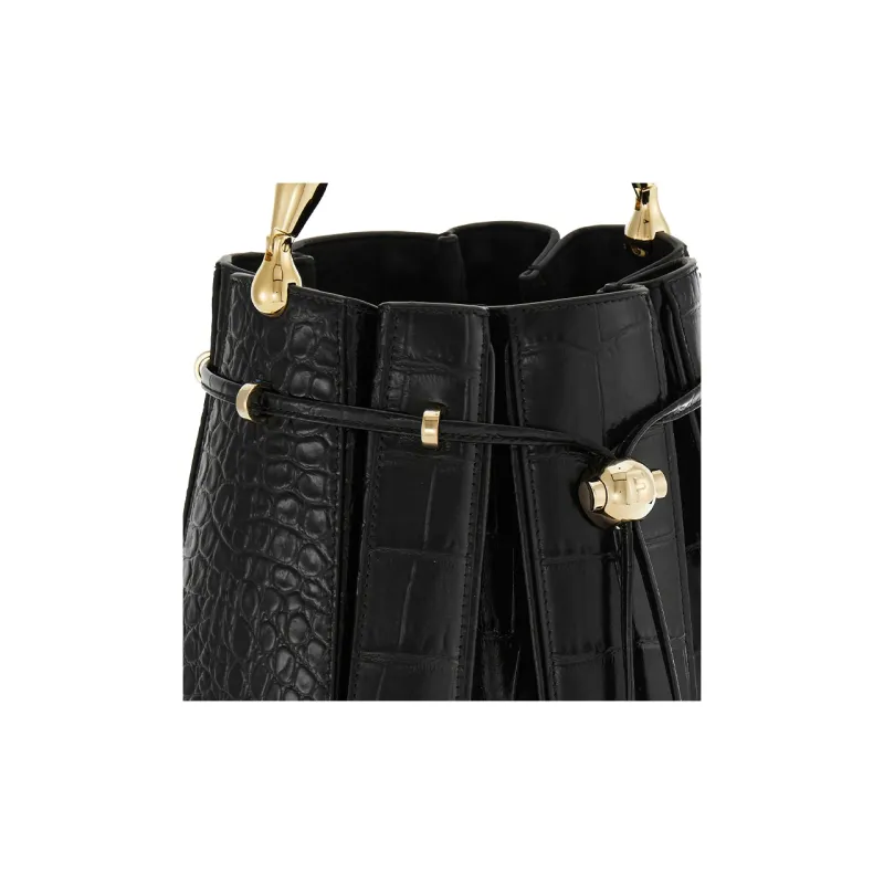 FERRAGAMO Calf Leather And Suede Bucket Bag, Handbag, Shoulder Bag Women's Black-5