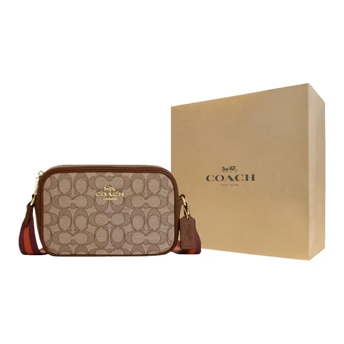 COACH Jamie Coated Canvas With Leather Camera Bag, Shoulder Bag, Crossbody Bag Mini Women's Khaki-5