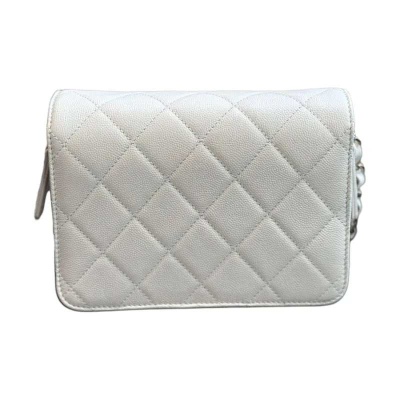 CHANEL Grain Calfskin Camera Bag, Flap Bag, Shoulder Bag, Crossbody Bag Women's White-2