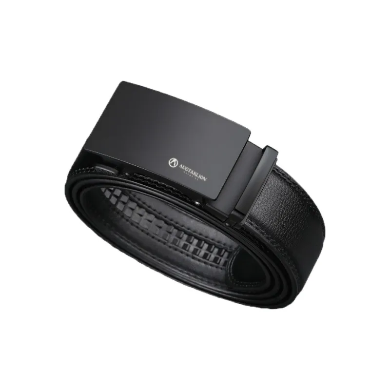 AUGTARLION Business Casual Automatic Buckle Pants Belt Leather Belts Men's Black 3.5cm-1