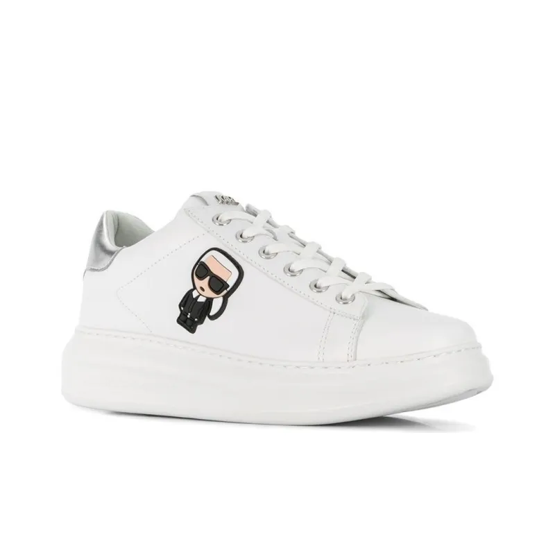 KARL LAGERFELD Low Top Skateboard Shoes Women's White Silver-1