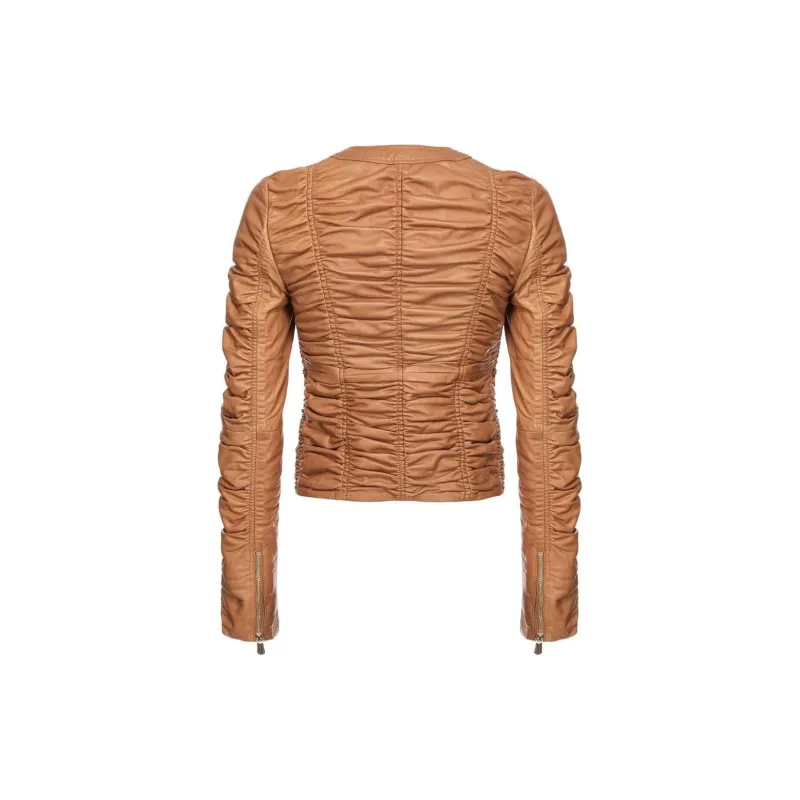 PINKO Leather Ruched Jacket-1