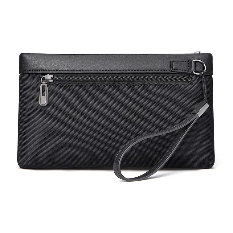 CNOLES Synthetic Leather Patchwork Fabric Clutch Regular Men's Midnight Black-3