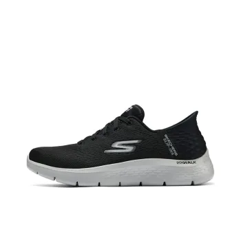 Skechers Go Walk Fle Hands Free Slip Ins Cushioning Wear Resistant Low Top Casual Shoes Men's Black Gray Color