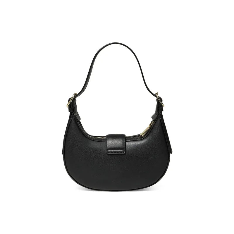 Teenmix Cow Leather Crescent Bag, Shoulder Bag Medium Size Women's Mocha/Black-13
