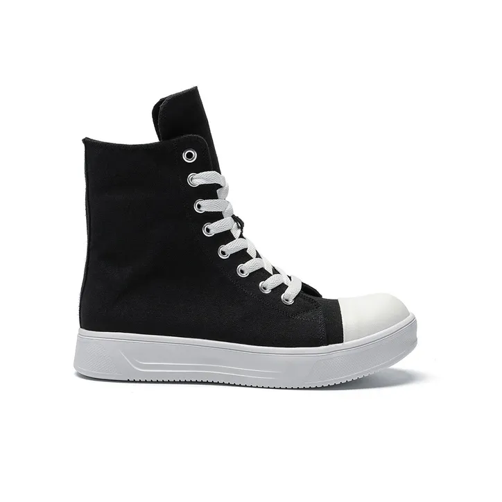 SLNU 3 Wear Resistant Height Increasing High Top Canvas Shoes Unisex White Black-1