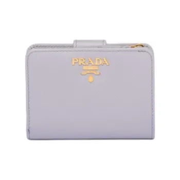 PRADA Saffiano Leather Wallet Women's Light Purple With Accent Purple