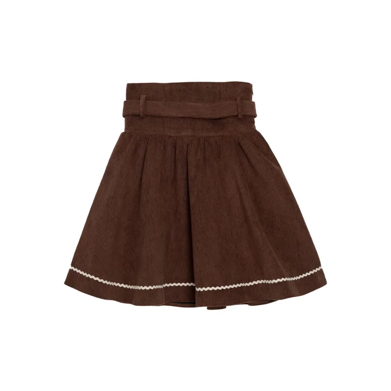 LALAJK Swiss Fall Peter Pan Collar Shirt Skirt Maillard Style Skirt Set Women's-11