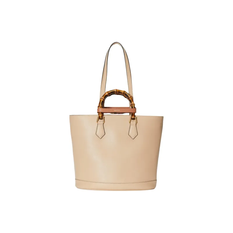 GUCCI Diana Leather Tote Bag Shopping Bag Shoulder Bag Handbag Medium Size Women's Light Beige-4
