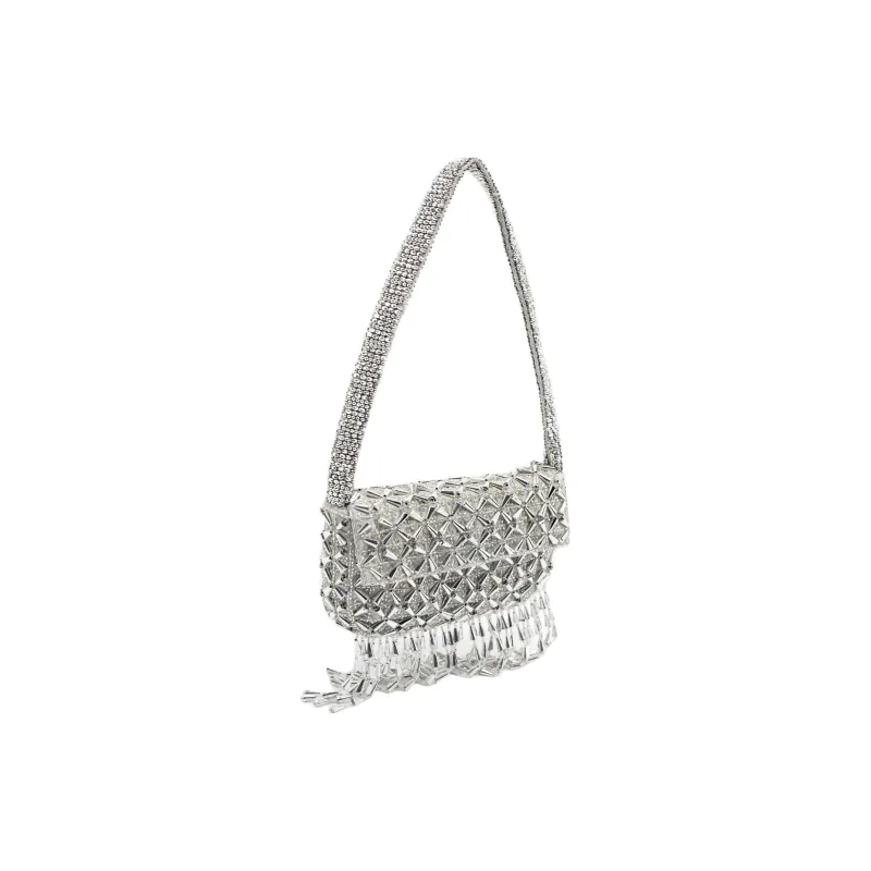 ZARA Polyester Handbag Shoulder Bag Women's Silver-1