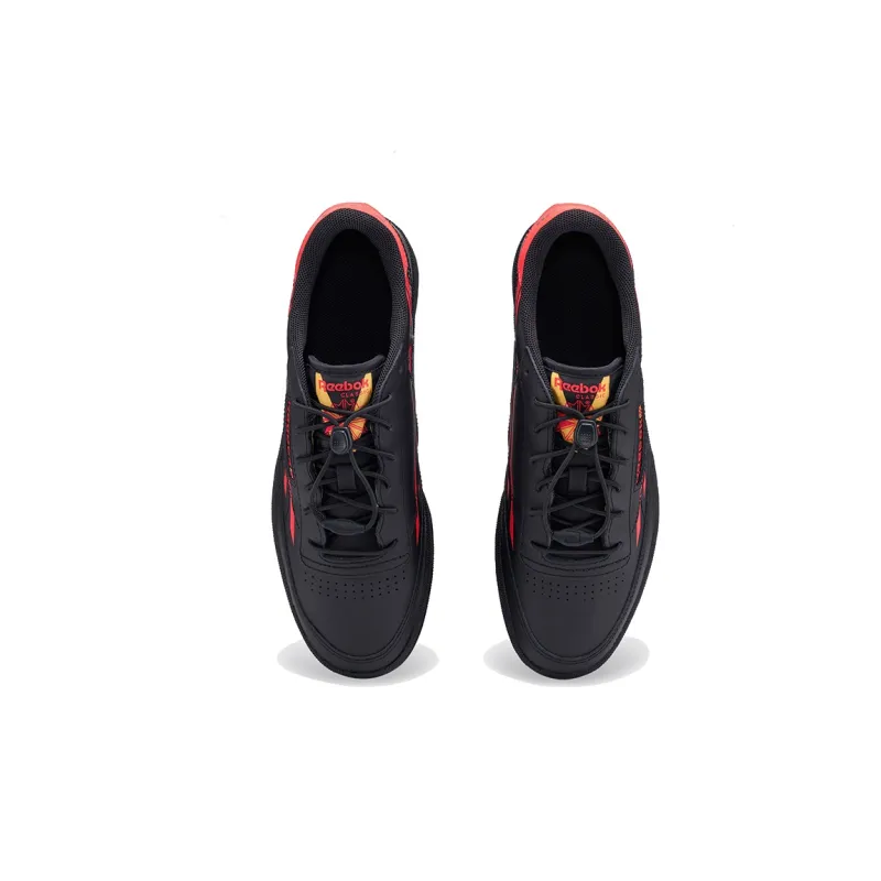 Reebok Club C Anti Slip Wear Resistant Low Top Skateboard Shoes Men's Black Red-4