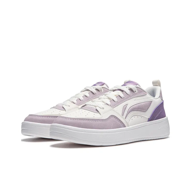 LiNing Yuanbao V2 Slip Resistant Cushioning Abrasion Resistant Low Top Skateboard Shoes Women's White Purple-2