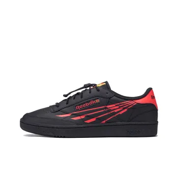 Reebok Club C Anti Slip Wear Resistant Low Top Skateboard Shoes Men's Black Red