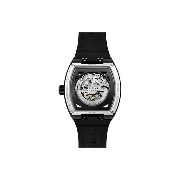 Fiyta Automatic Mechanical Movement Silicone Strap Watch Men's Watches Cut Out Dial-1