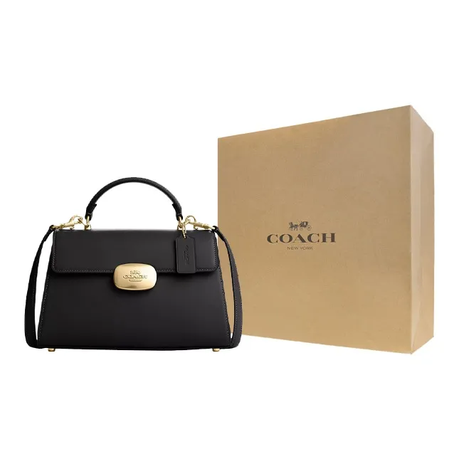 COACH Eliza Premium Calfskin Shoulder Bag Crossbody Bag Handbag Large Size Women's Black-5