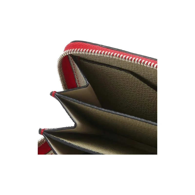 Valextra Millepunte Calfskin Key Pouch Wallet Women's Brown, Gray, & Red-2