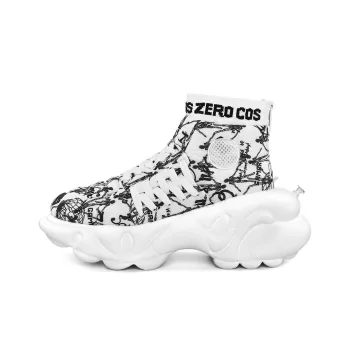 ZERO COSMOS Weightless Collection White Ghost Futuristic Fashion Platform Shoes Unisex Black White