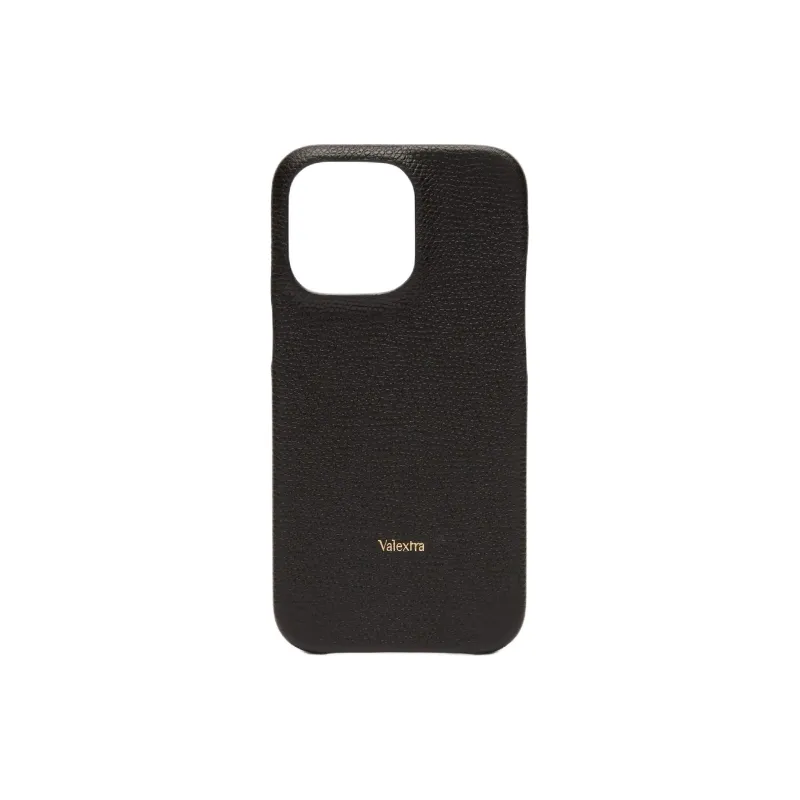 Valextra Cow Leather IPhone 13 Pro Protective Cover Bag Accessory Women's Black-0