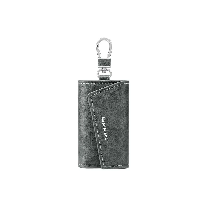 MashaLanti Microfiber Synthetic Leather Key Pouch Men's Coffee-10