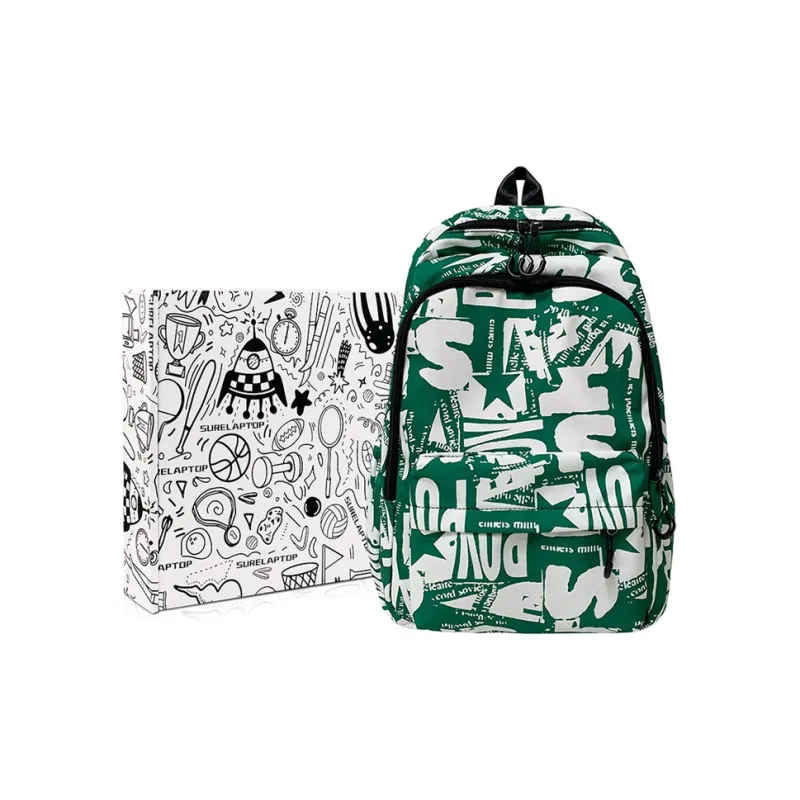 SURELAPTOP Nylon Laptop Backpack Large Size Unisex Black/Gray/Green/Blue-22