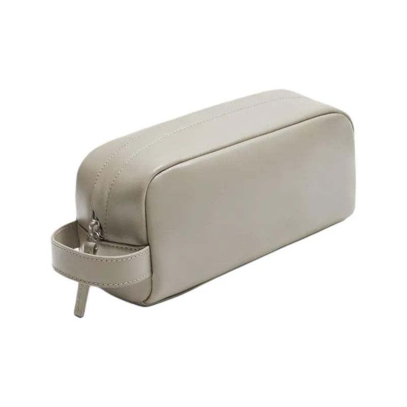 ZARA Cow Leather Toiletry Bag Regular Men's Light Beige Yellow-1