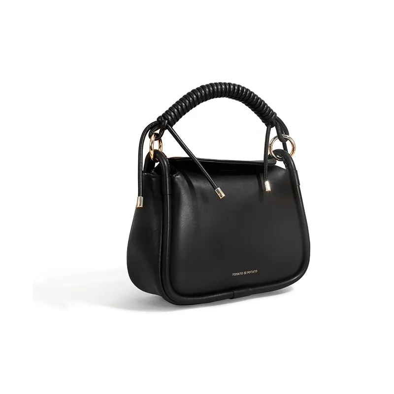 TOMATO&POTATO Cow Leather Shoulder Bag Women's Black-2