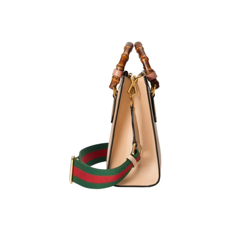 GUCCI Diana Leather Tote Bag Shopping Bag Shoulder Bag Crossbody Bag Handbag Small Size Women's Light Beige-5
