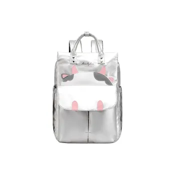 Morellybear PVC Handbag Backpack Large Size Women's Silver/Royal Blue/Black