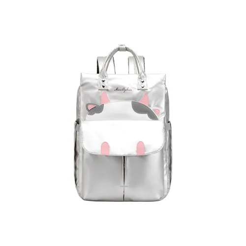 Morellybear PVC Handbag Backpack Large Size Women's Silver/Royal Blue/Black