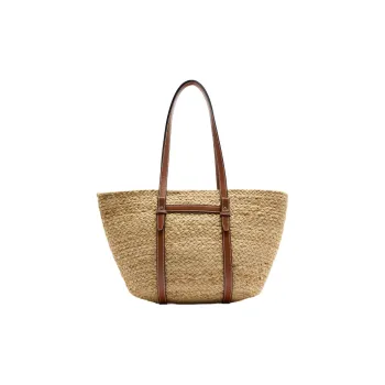 ZARA Linen Tote Bag Shopping Bag Handbag Large Size Women's Yellow