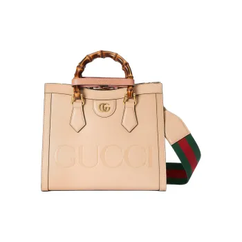 GUCCI Diana Leather Tote Bag Shopping Bag Shoulder Bag Crossbody Bag Handbag Small Size Women's Light Beige