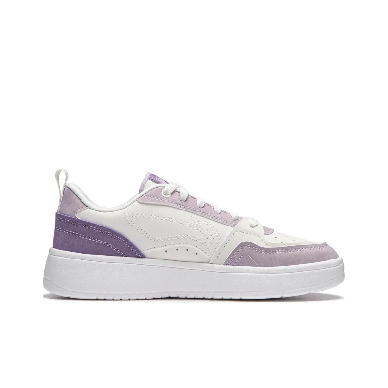 LiNing Yuanbao V2 Slip Resistant Cushioning Abrasion Resistant Low Top Skateboard Shoes Women's White Purple-1