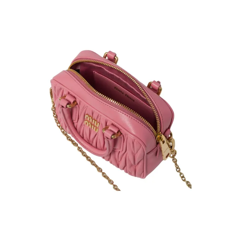 MIU MIU Soft Sheep Leather Shoulder Bag, Crossbody Bag, Handbag Mini Women's Pink-4