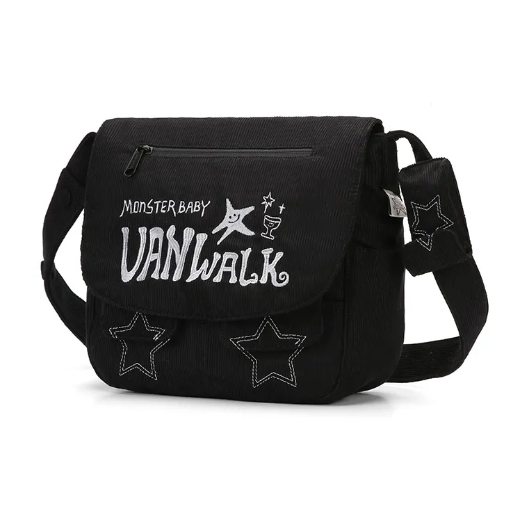 VANWALK Polyester Cotton Blend Crossbody Bag, Shoulder Bag Regular Women's White/Black-4