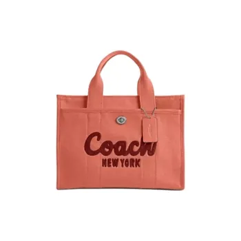 COACH Cargo Canvas Tote Bag Shopping Bag One Shoulder Crossbody Canvas Bag Handbag Large Size Women's Light Red