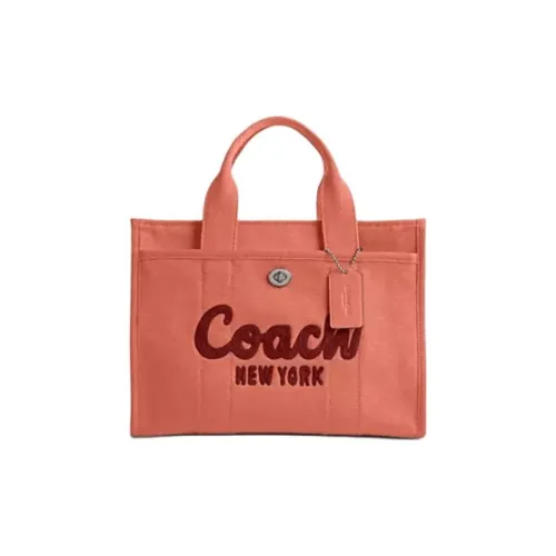 COACH Cargo Canvas Tote Bag Shopping Bag One Shoulder Crossbody Canvas Bag Handbag Large Size Women's Light Red