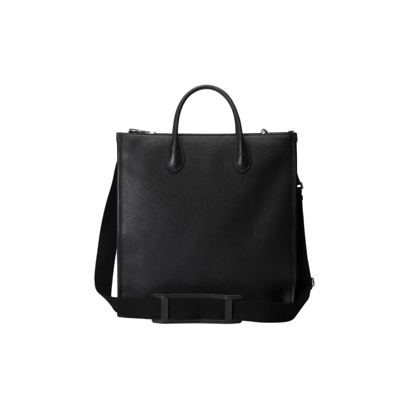 GUCCI Leather With GG Supreme Canvas Tote Bag, Shopping Bag, Handbag Medium Size Men's Black-4