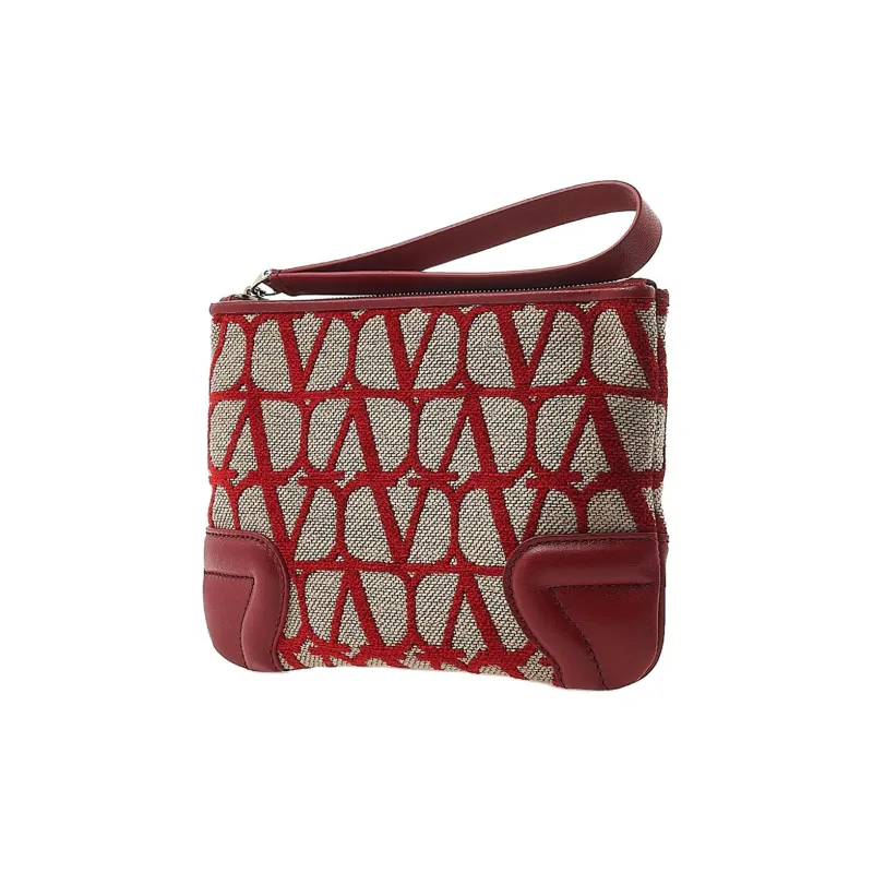 Valentino Fabric With Leather Clutch Women's Red-1