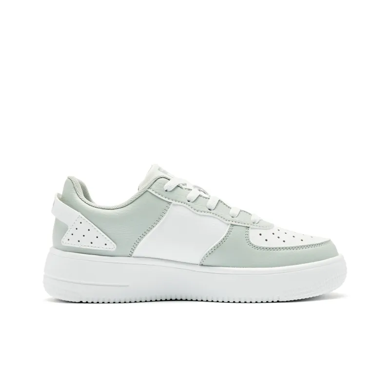 QIAODAN Skateboard Shoes Women's Low Top Jordan White Light Mist Green-1