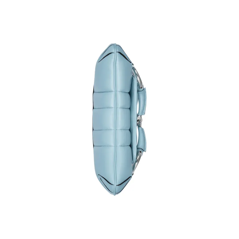 GUCCI HORSEBIT CHAIN Quilting Leather Shoulder Bag Handheld Shoulder Bag Small Size Women's Light Blue-9