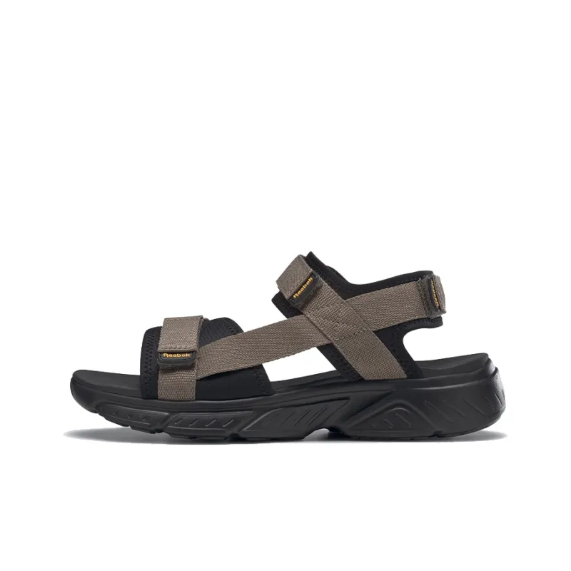 Reebok Hyperium Sandal Txt Fashion Soft Sole Cozy Open Toe Flat Heel Sports Brown Black Sandals 'Brown Black'-0
