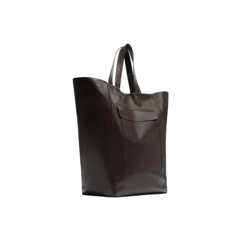 ZARA Cow Leather Tote Bag Shopping Bag Handbag Men's Brown-1