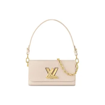 LOUIS VUITTON Twist Leather Handbag Shoulder Bag Women's Beige